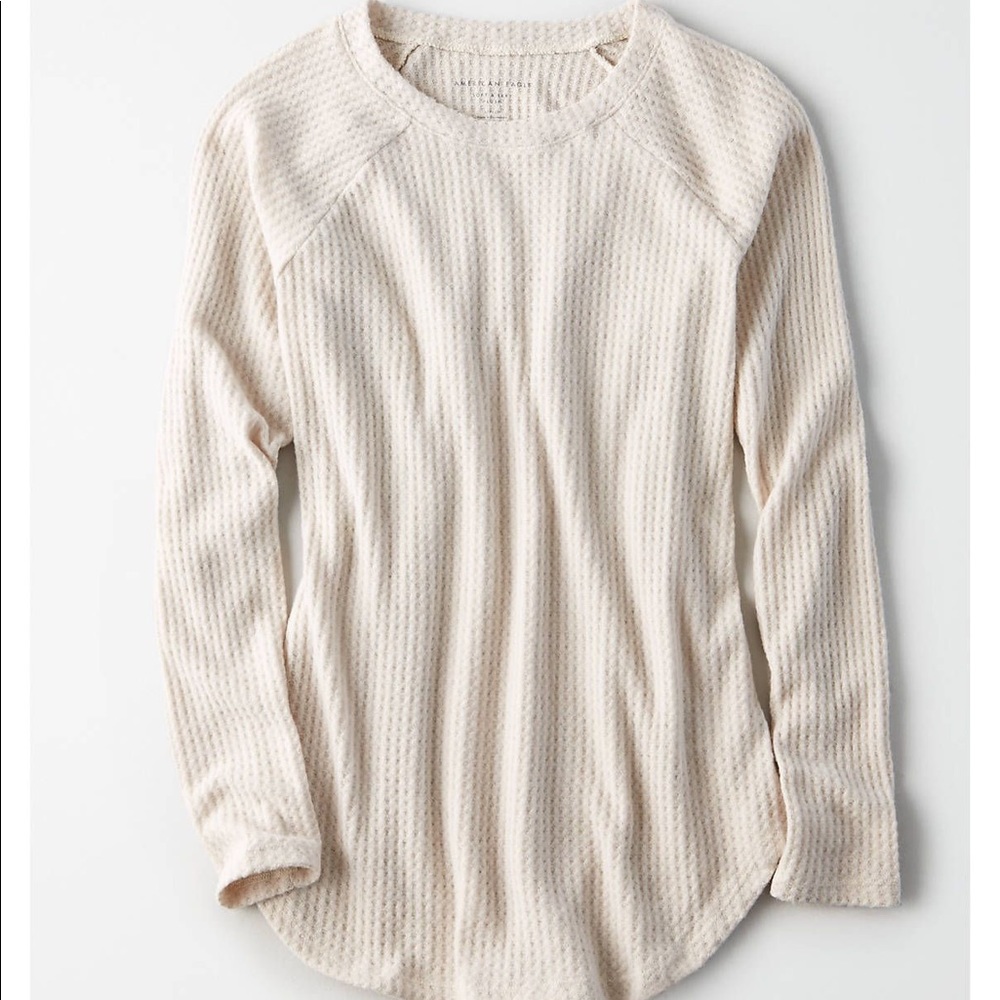 AE Cream Soft Plush Waffle Long Sleeve T-Shirt